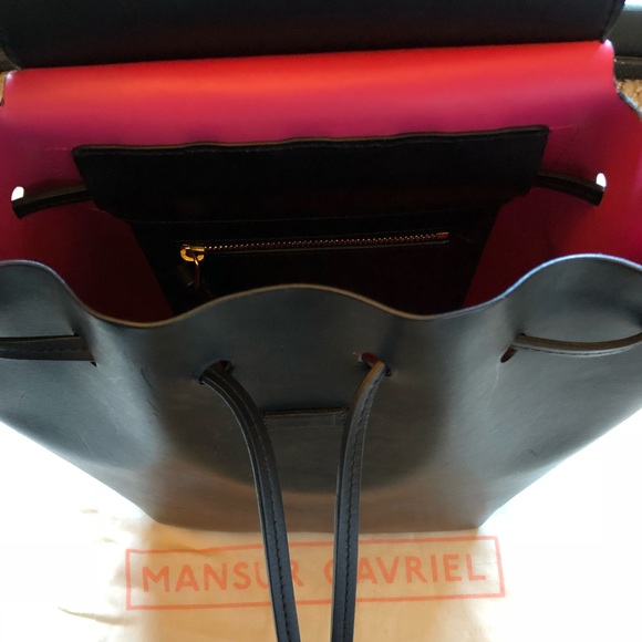 Mansur Gavriel Black Mini Backpack Dolly Interior - Picture 4 of 5